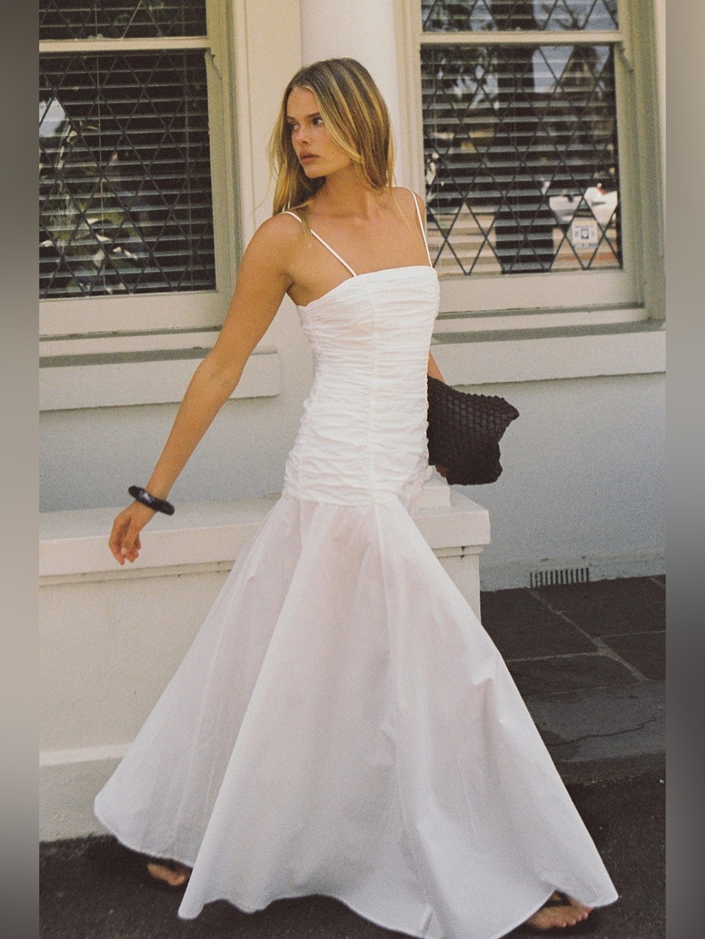 DISSH Cara White Sleeveless Cotton Midi Dress